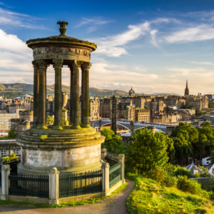 A view of the city of Edinburgh during the day