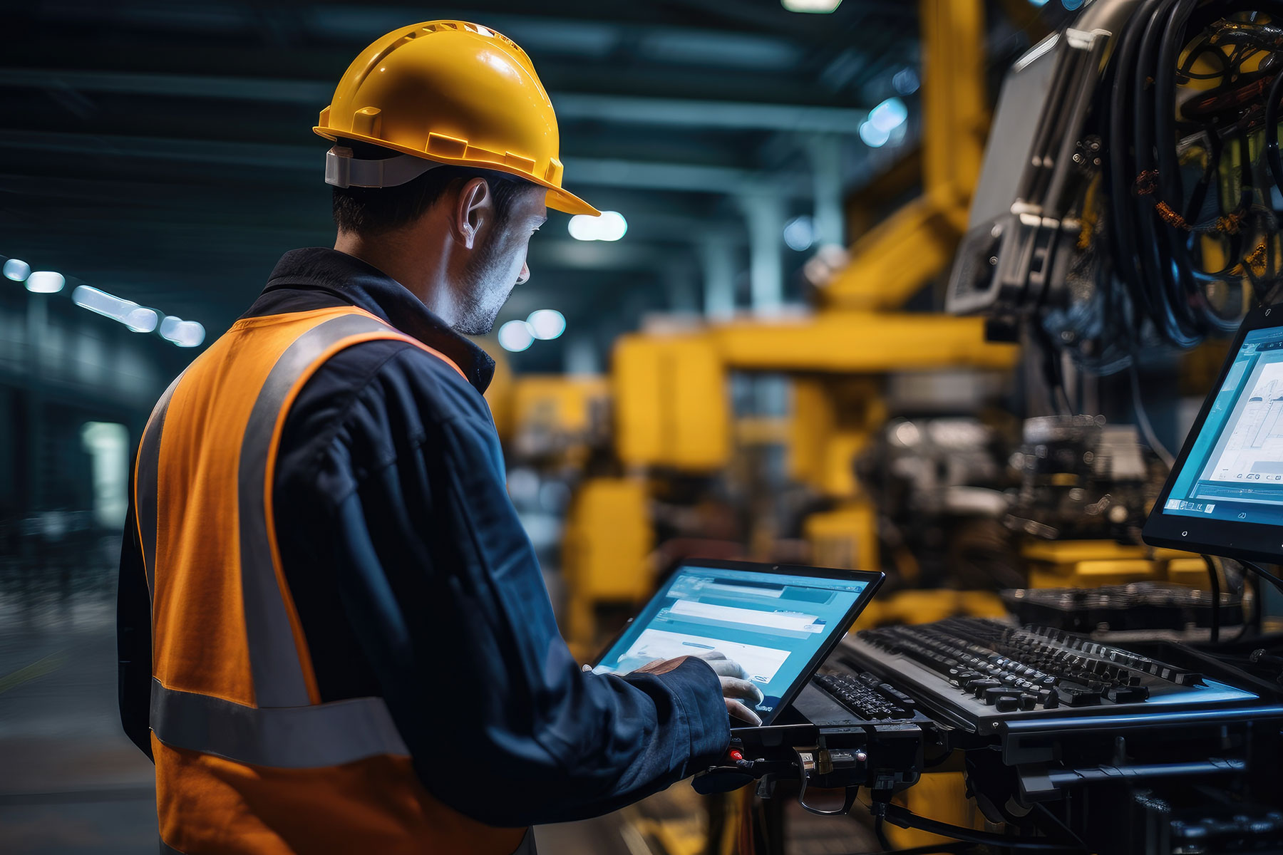 Manufacturing worker overseeing the metal injection molding process