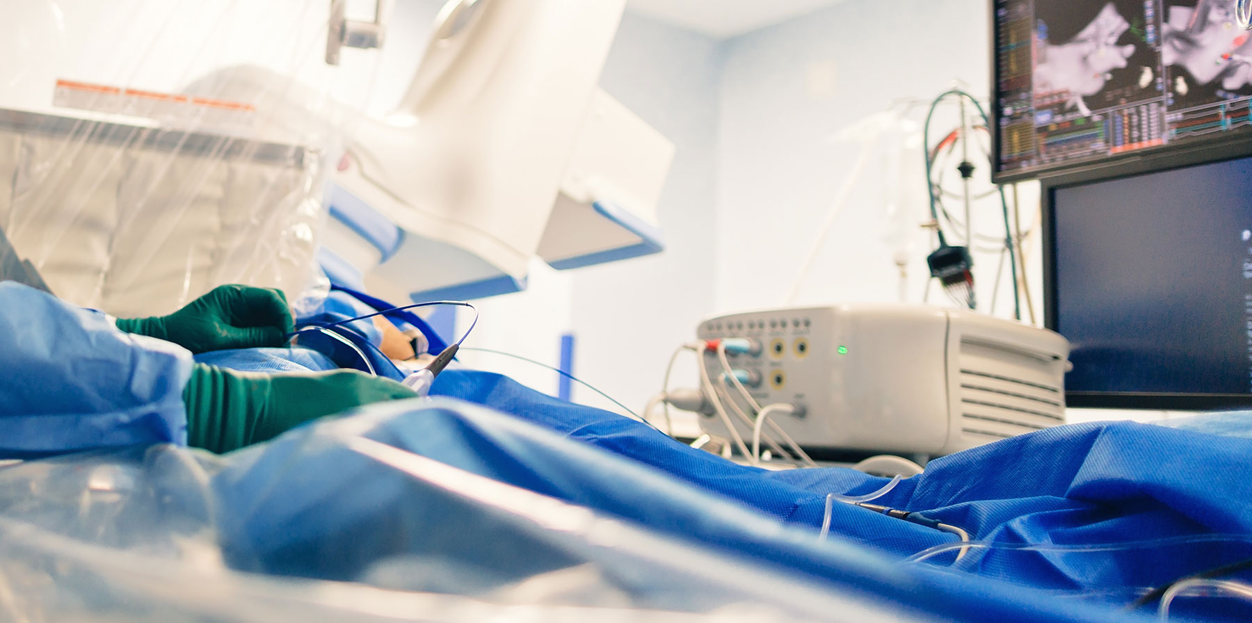 Electrophysiology patient during surgery demonstrating medical interconnect solutions